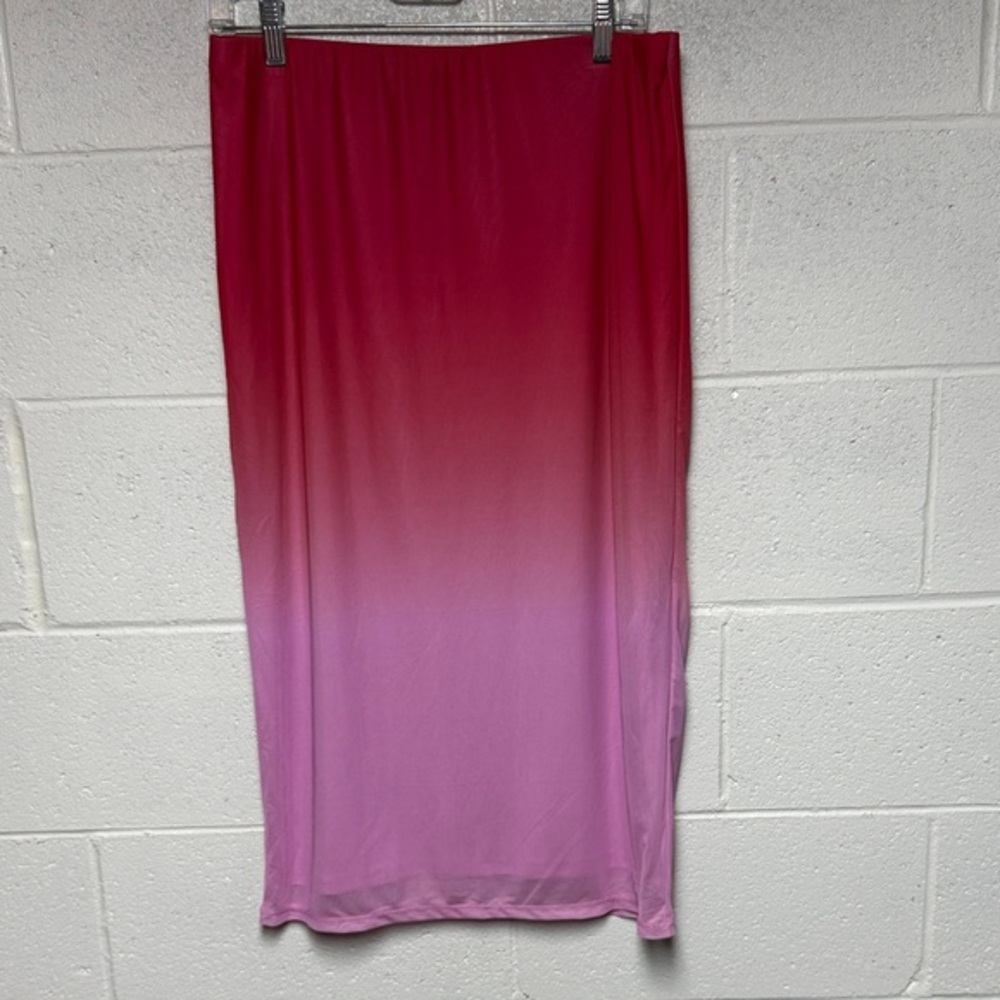 AFRM Womens Pink Ombre Sheer Mesh Midi Skirt Size L